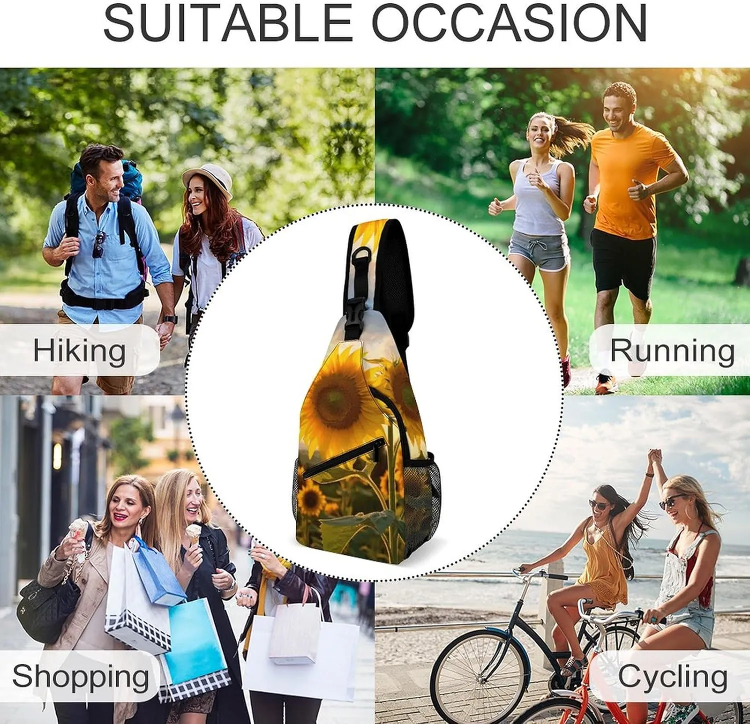Beach Sunrise Crossbody Sling Bag, Travel Backpack, Hiking Sling Bags, Chest Bag, Shoulder Bags, Daypack