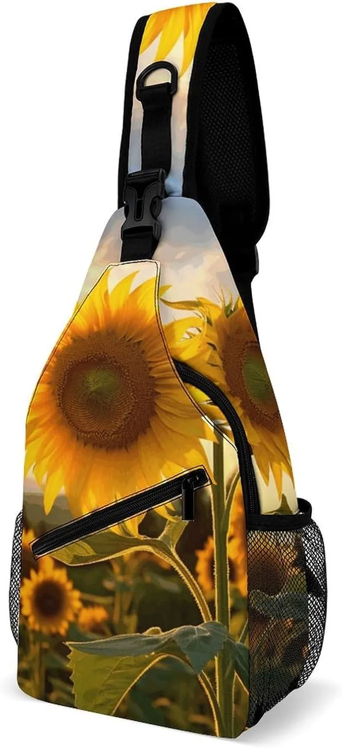 Beach Sunrise Crossbody Sling Bag, Travel Backpack, Hiking Sling Bags, Chest Bag, Shoulder Bags, Daypack
