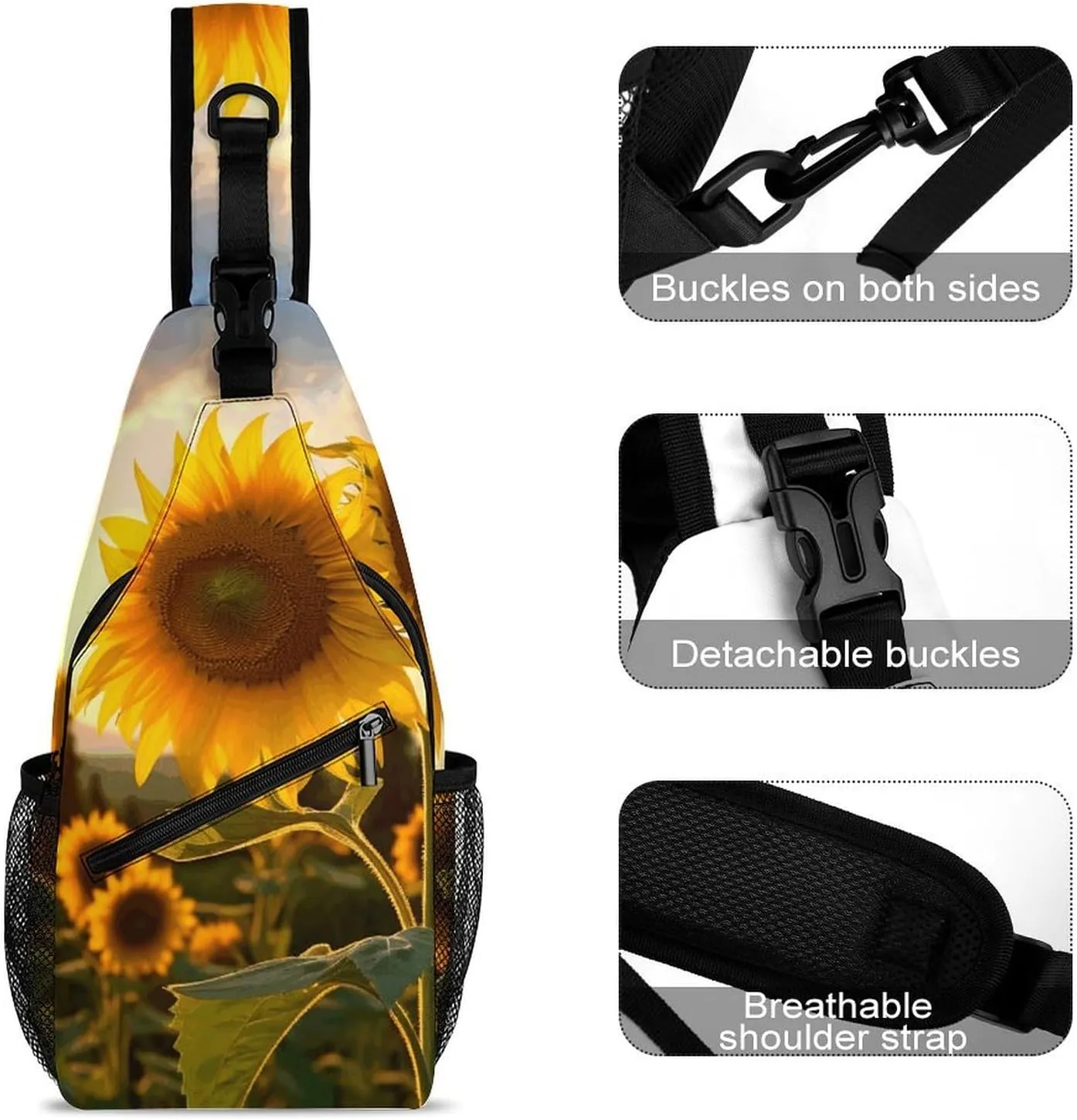 Beach Sunrise Crossbody Sling Bag, Travel Backpack, Hiking Sling Bags, Chest Bag, Shoulder Bags, Daypack