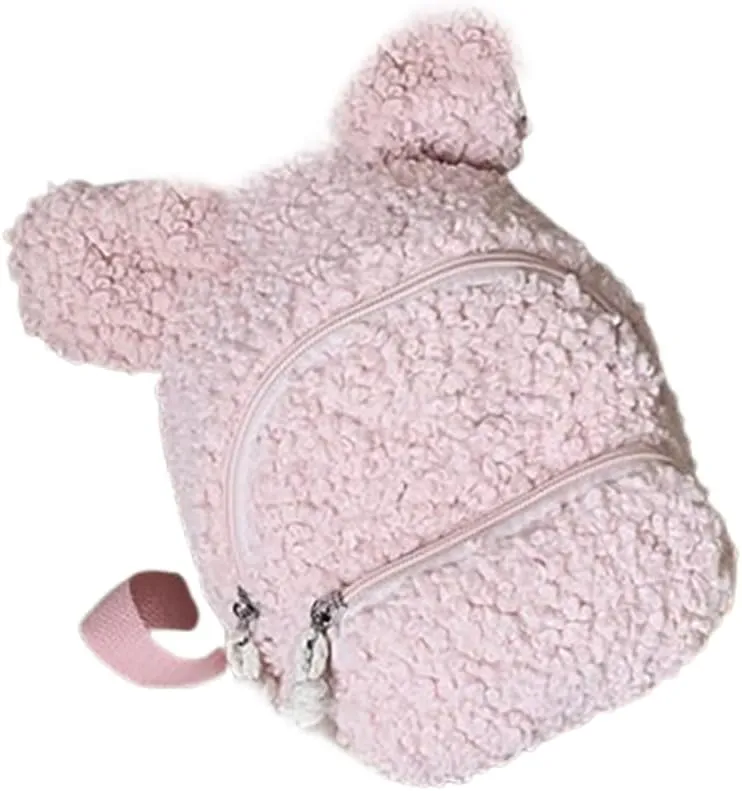 Bear Ears Backpack, Soft Fluffy Casual Daypack, Mini Shoulder Bag Purse, Coin Purse Bag For Travel and Everyday use, Plush Backpack, Birthday Gifts