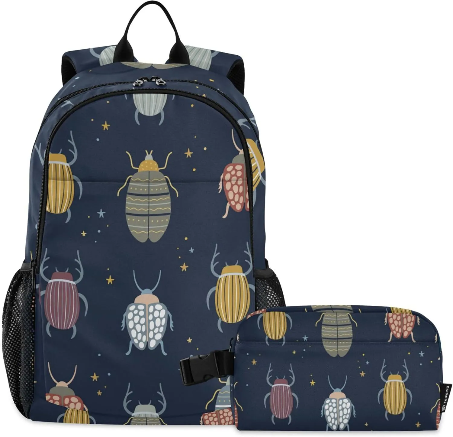 Beetle with Beetles Bugs and Insects Backpack with Lunch Bag, School Travel Backpack for Teens Boys Girls Kids Backpacks Set