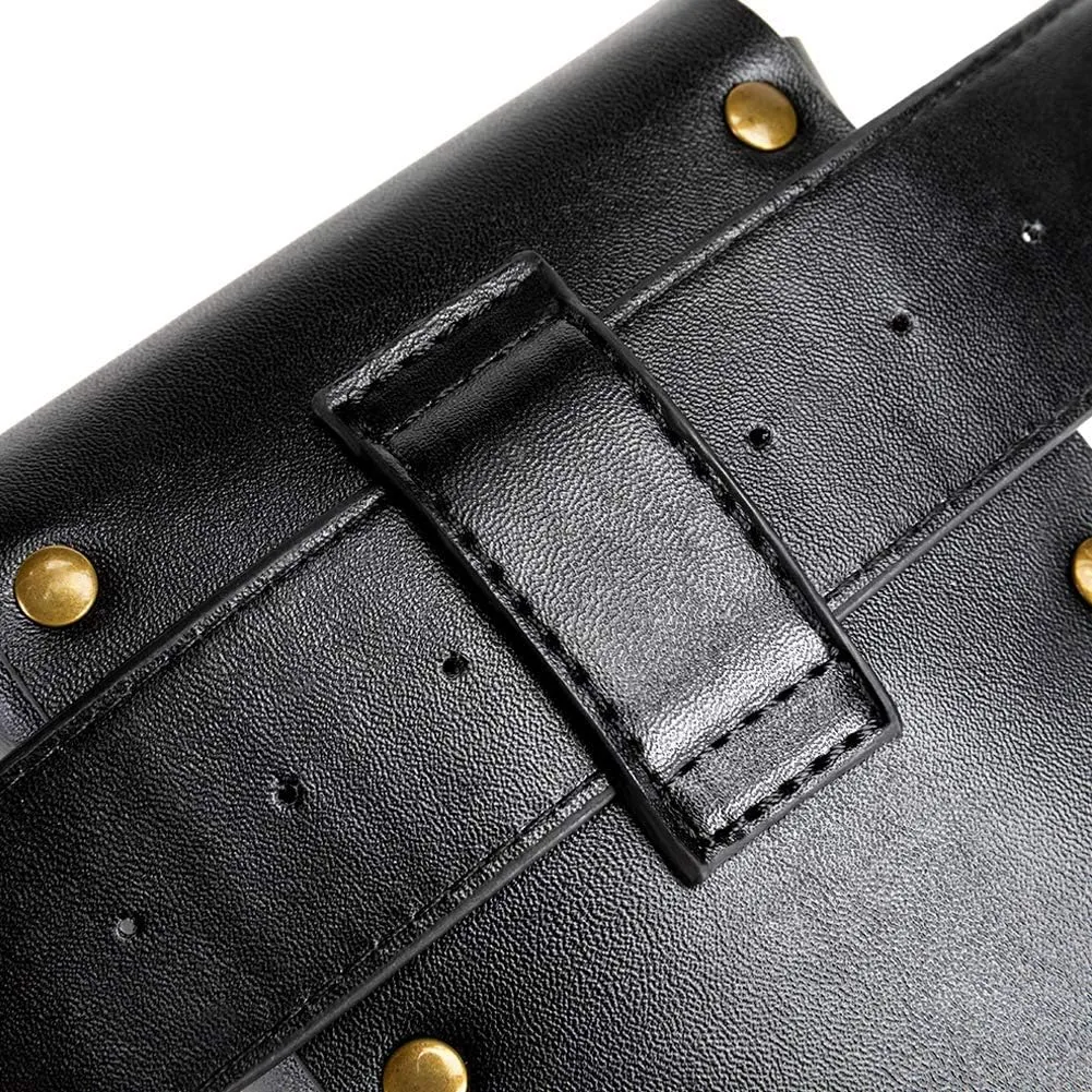 Belt Pouch Waist Bag Fanny Pack Medieval Vintage Leather Pouch Cellphone Holder Holster Carry Belt Purse Pocket Casual Hiking Festival Renaissance Faire Costume Props Travel Wallet (Black)