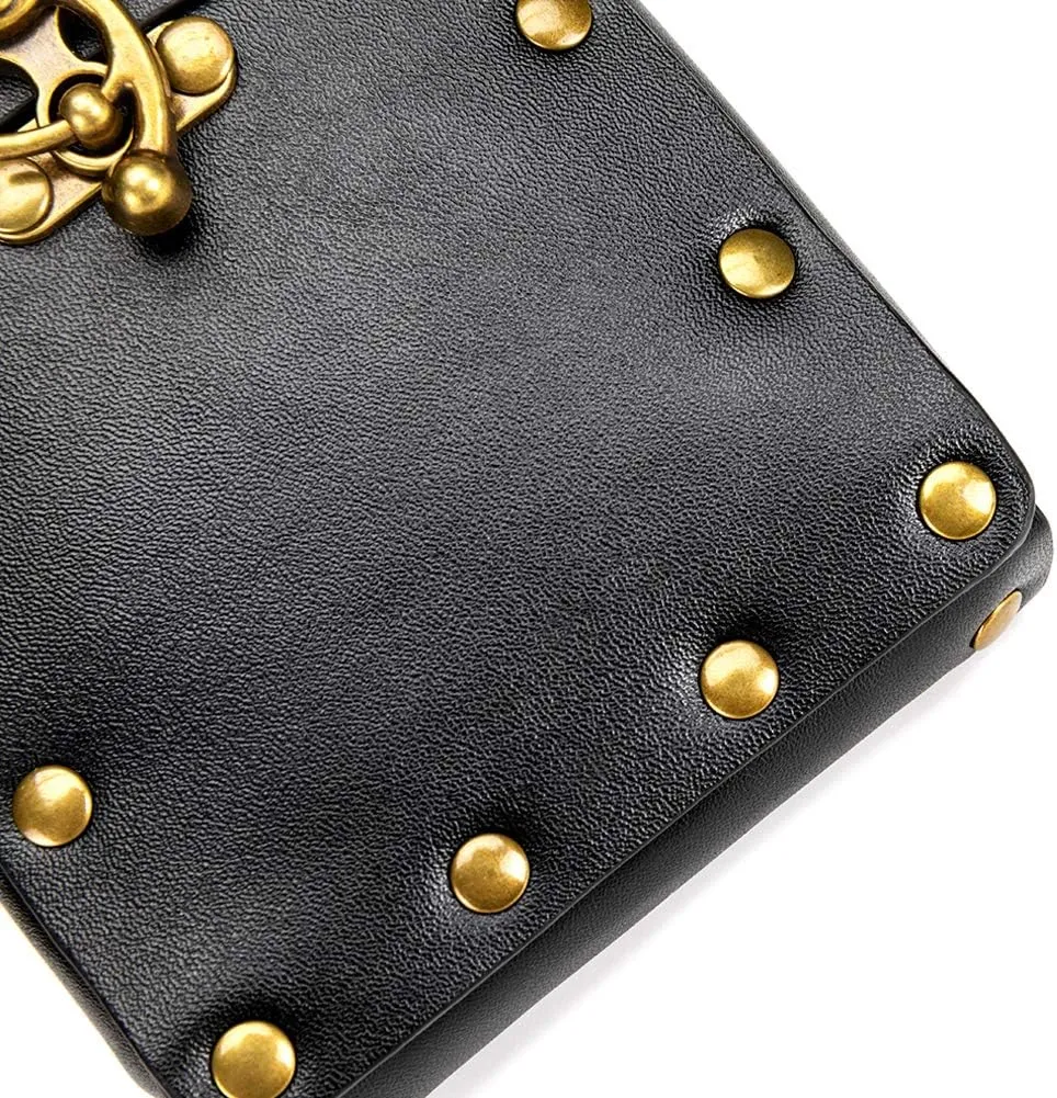 Belt Pouch Waist Bag Fanny Pack Medieval Vintage Leather Pouch Cellphone Holder Holster Carry Belt Purse Pocket Casual Hiking Festival Renaissance Faire Costume Props Travel Wallet (Black)