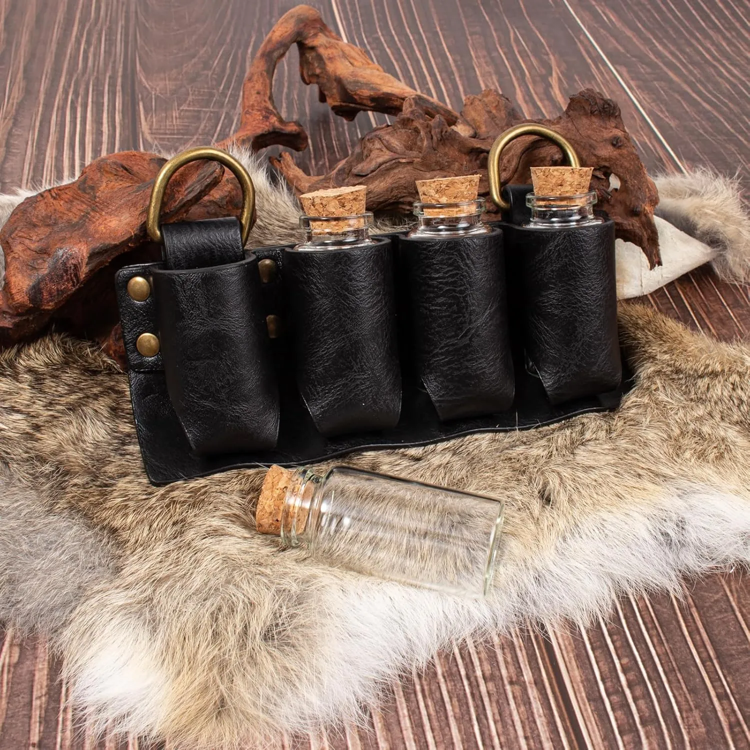 Belt Pouch Waist Bag Fanny Pack Medieval Vintage Leather Pouch Cellphone Holder Holster Carry Belt Purse Pocket Casual Hiking Festival Renaissance Faire Costume Props Travel Wallet (K2-Black)
