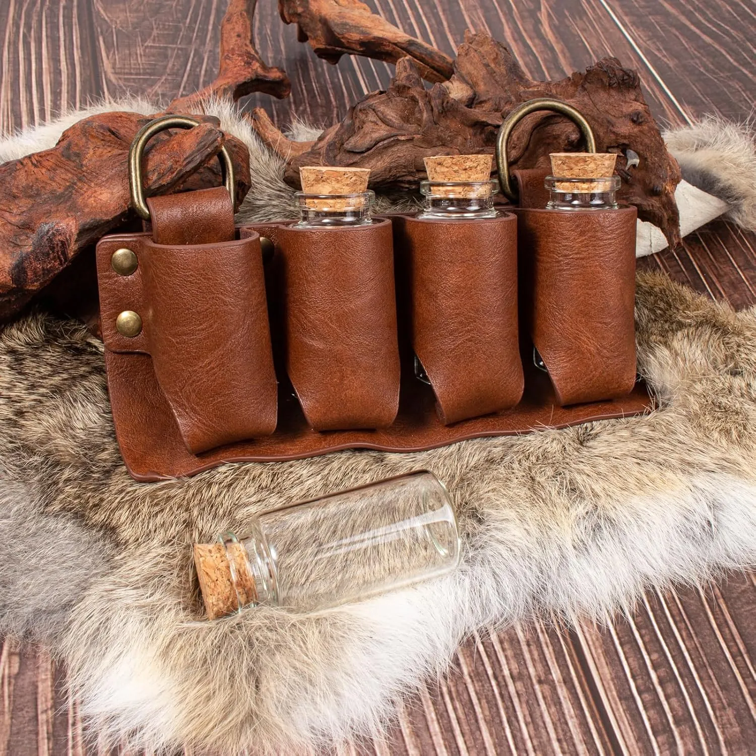 Belt Pouch Waist Bag Fanny Pack Medieval Vintage Leather Pouch Cellphone Holder Holster Carry Belt Purse Pocket Casual Hiking Festival Renaissance Faire Costume Props Travel Wallet (K2-Brown)