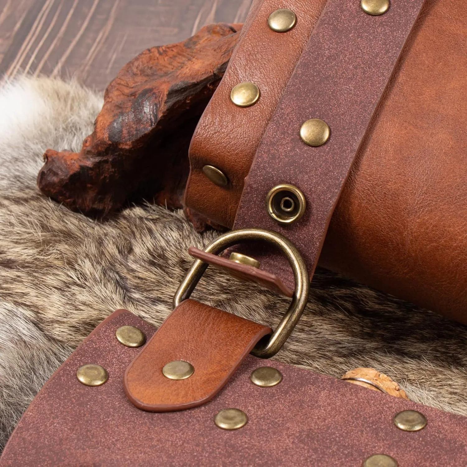 Belt Pouch Waist Bag Fanny Pack Medieval Vintage Leather Pouch Cellphone Holder Holster Carry Belt Purse Pocket Casual Hiking Festival Renaissance Faire Costume Props Travel Wallet (K2-Brown)