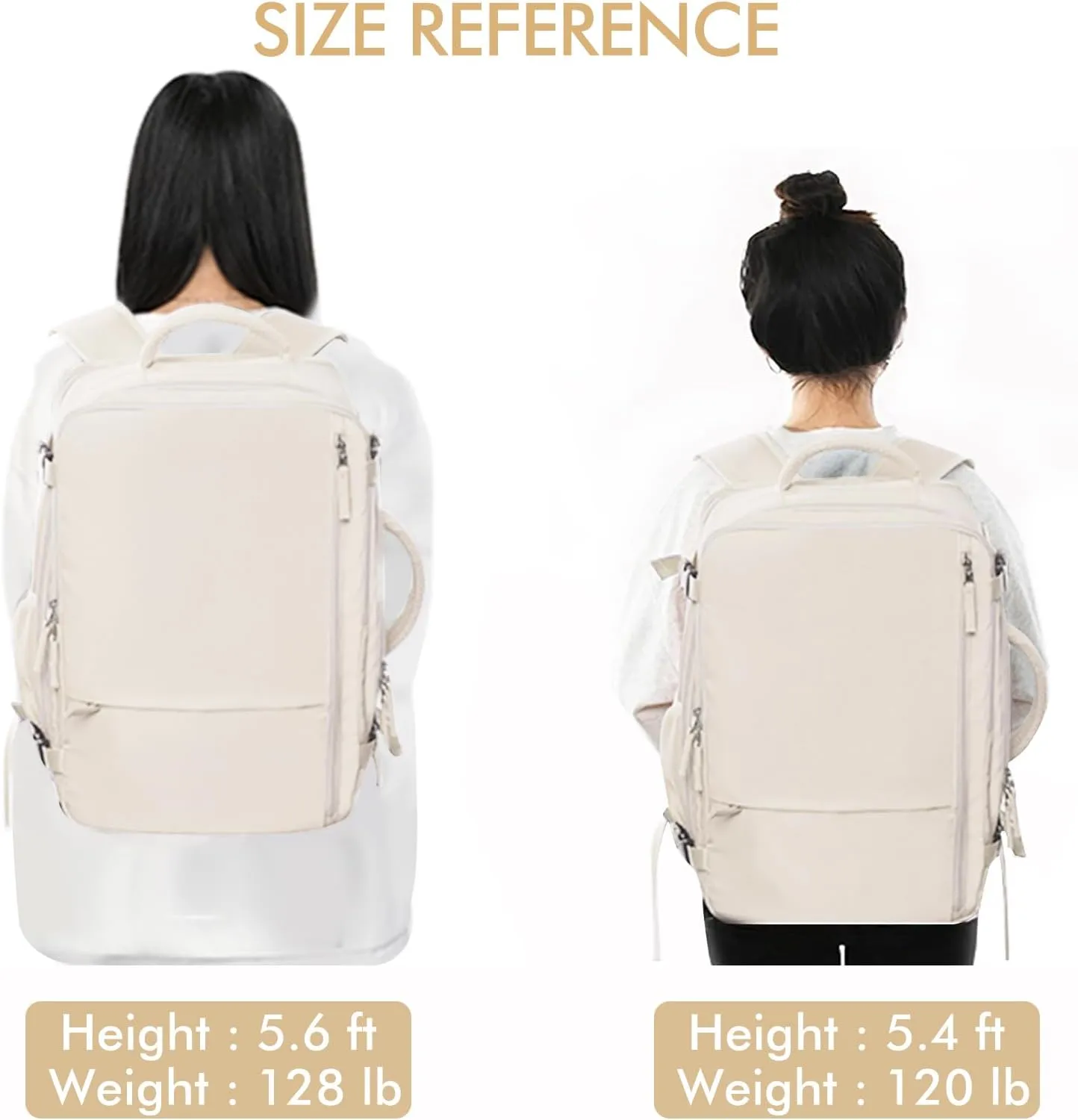 Beraliy Travel Backpack, Large Carry On Backpack, Personal Item Travel Bag, Airline Approved 17 Inch Laptop Backpack, College Weekender Business Hiking Bag, Beige