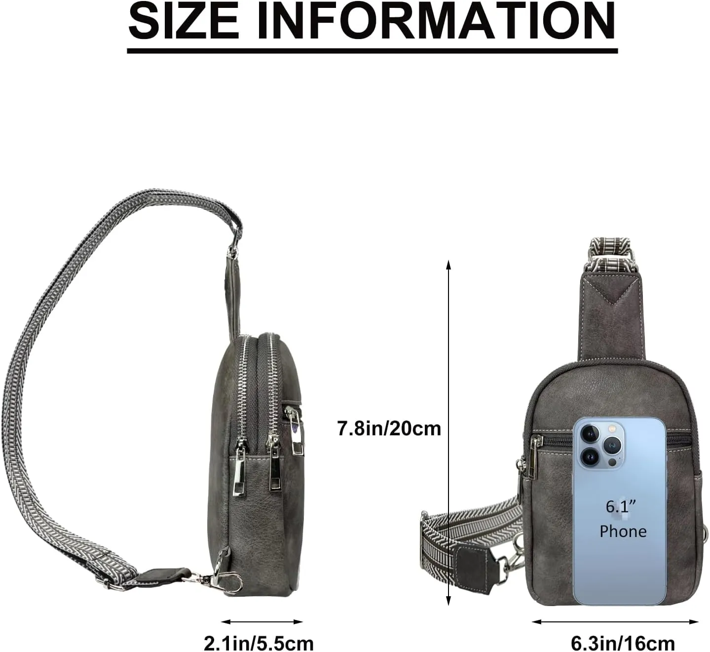 Beurlike Small Sling Bags for Women Crossbody Trendy Vegan Leather Fanny Packs Travel Chest Bag Purse with Guitar Strap