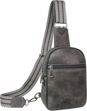 Beurlike Small Sling Bags for Women Crossbody Trendy Vegan Leather Fanny Packs Travel Chest Bag Purse with Guitar Strap