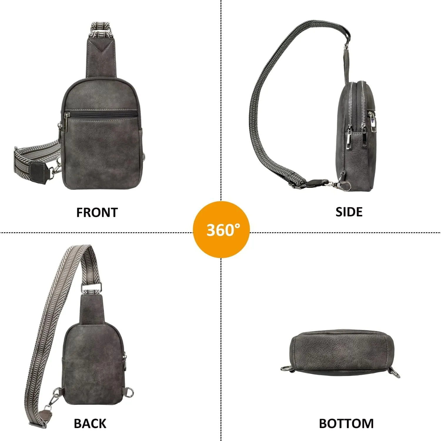 Beurlike Small Sling Bags for Women Crossbody Trendy Vegan Leather Fanny Packs Travel Chest Bag Purse with Guitar Strap