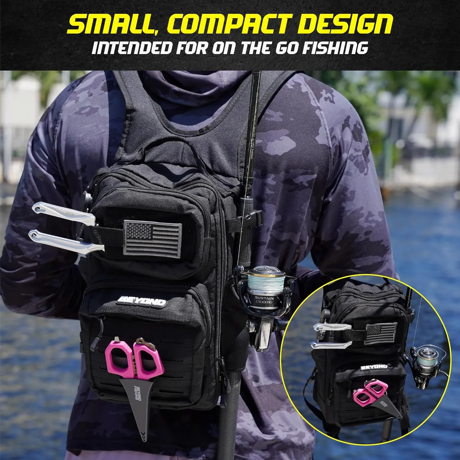 Beyond Fishing Tackle Backpack- The Voyager Tactical Fishing Storage Bag - Lightweight & Compact Bag For Fishing
