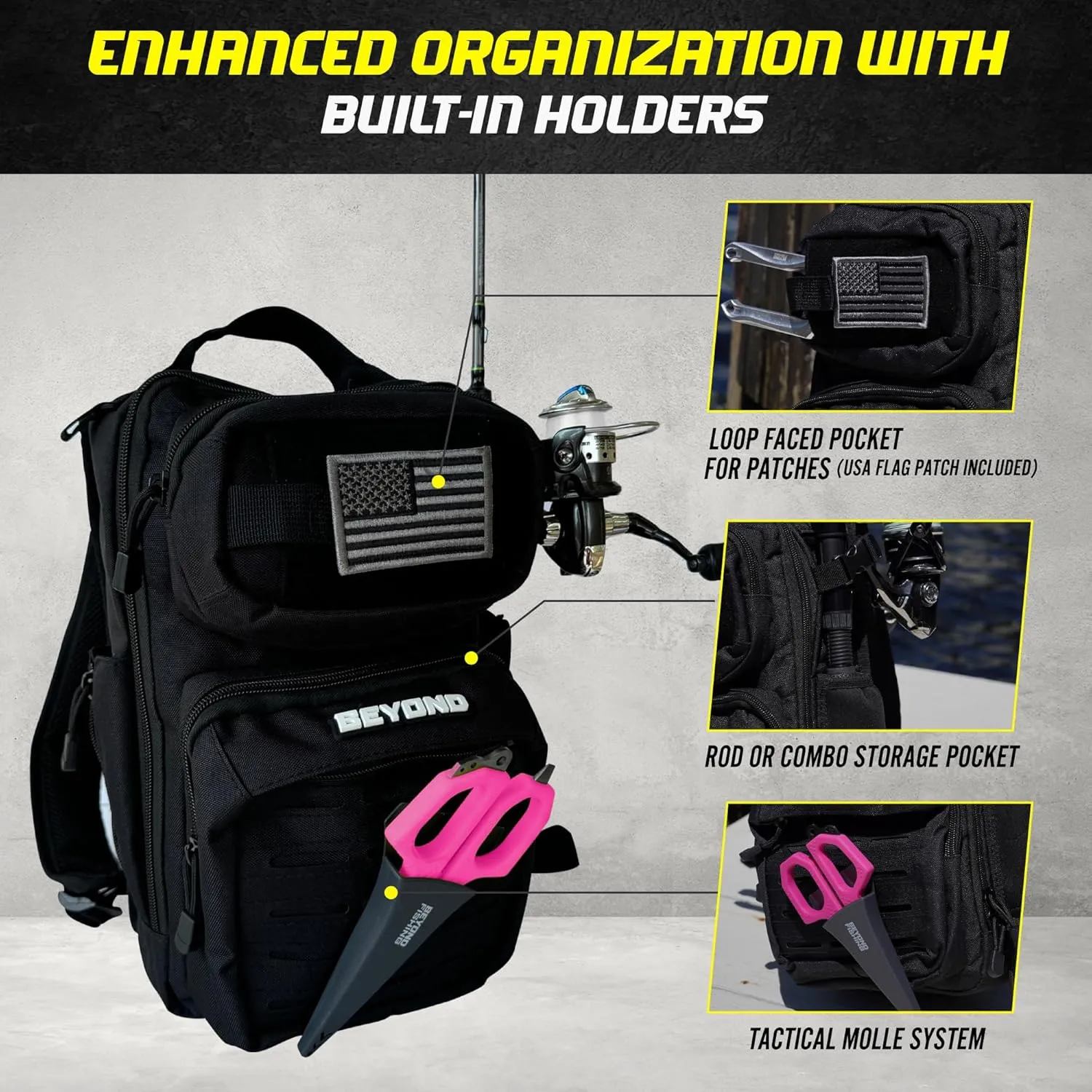 Beyond Fishing Tackle Backpack- The Voyager Tactical Fishing Storage Bag - Lightweight & Compact Bag For Fishing