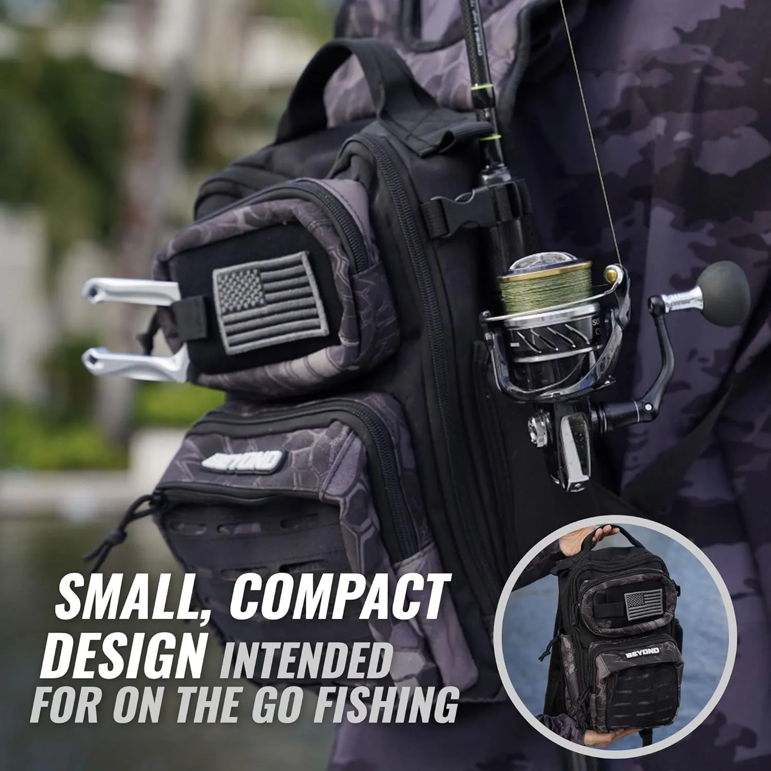 Beyond Fishing Tackle Backpack- The Voyager Tactical Fishing Storage Bag - Lightweight & Compact Bag For Fishing