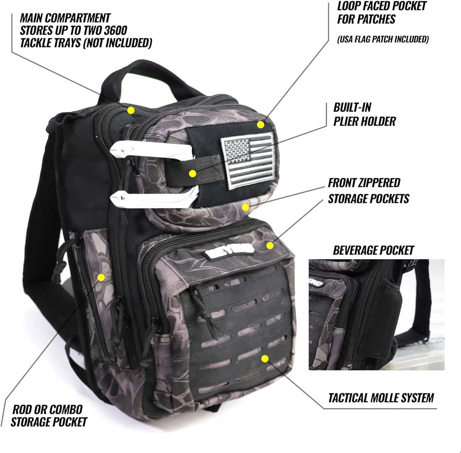 Beyond Fishing Tackle Backpack- The Voyager Tactical Fishing Storage Bag - Lightweight & Compact Bag For Fishing