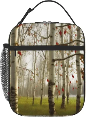Birch Trees Fall Lunch Bag for Women Men Reusable Lunch Tote Bags Insulated Lunch Box Leakproof Lunch Pail Bag Large Capacity Cooler Food Lunch Containers for Work Travel Outdoor