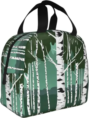 Birch Trees Print Repeated Use Lunch Tote Functional Insulated Bag Storage Packing Meals Workdays