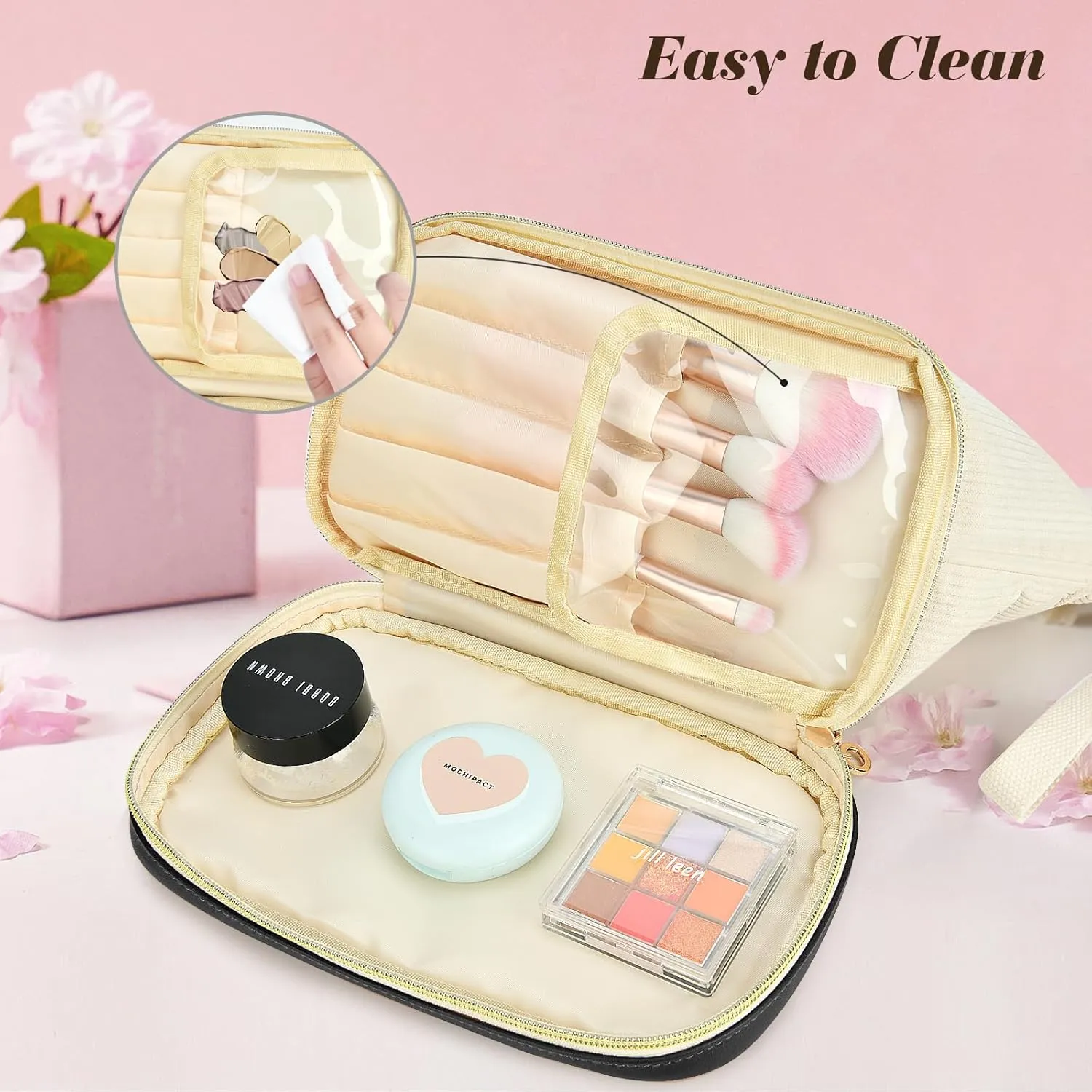 Birthday Gifts for Girls, Personalized Initial Women Makeup Bag, Double Layer Make Up Bag Best Friend Birthday Gifts Teacher Gifts Wedding Gifts Bridesmaid Gifts Daughter Teacher Wife Gifts
