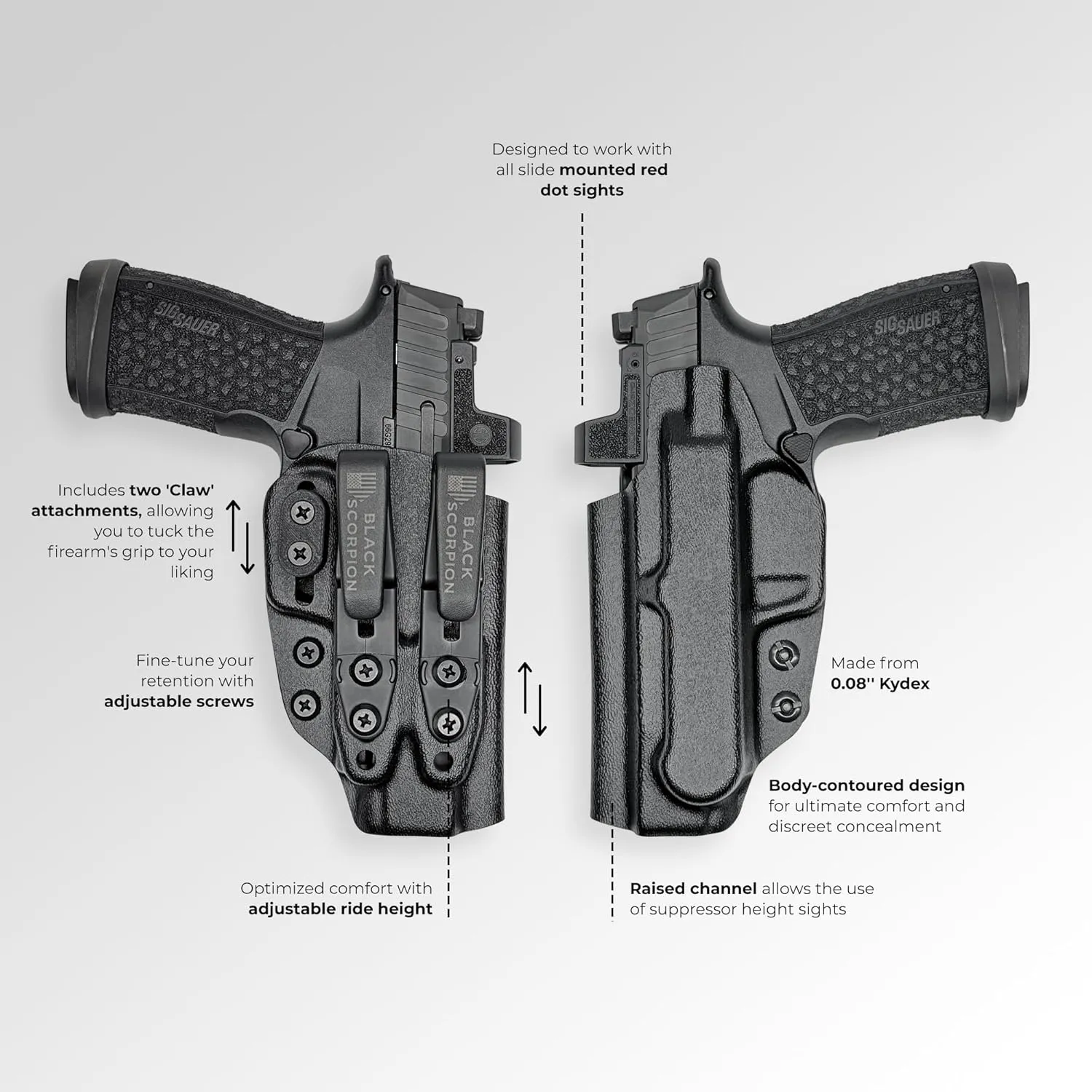 Black Scorpion Outdoor Gear AIWB Dual Clip X Holster fits SW CSX E-Series 3.6''