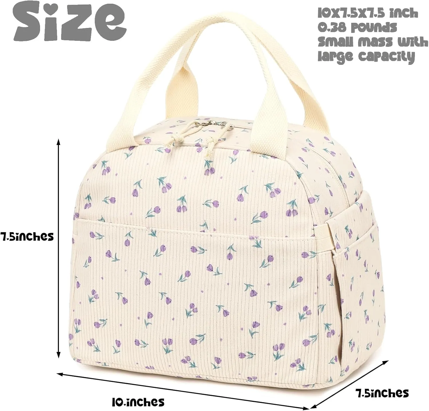 Bluboon Lunch Bag for Women Men Cute Corduroy Lunch Tote Bags Reusable Insulated Lunch Box Large Capacity Reusable Insulated Cooler for Work Picnic or Travel