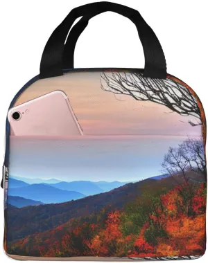 Blue Ridge Mountains Print Lunch Bag,Reusable Insulated Lunch Tote Bag For Work/Office/Picnic/Travel