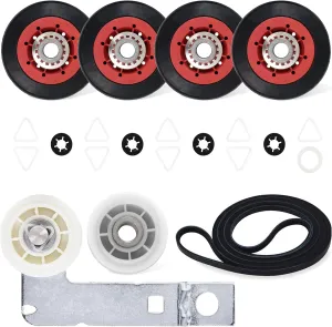 BlueStars 4392067 Dryer Repair Kit and W10837240 Dryer Idler Pulley - Compatible with Whirlpool Cabrio Duet Maytag Bravos XL Kenmore Elite Dryer - Includes WPW10314173 Drum Roller 661570V Belt