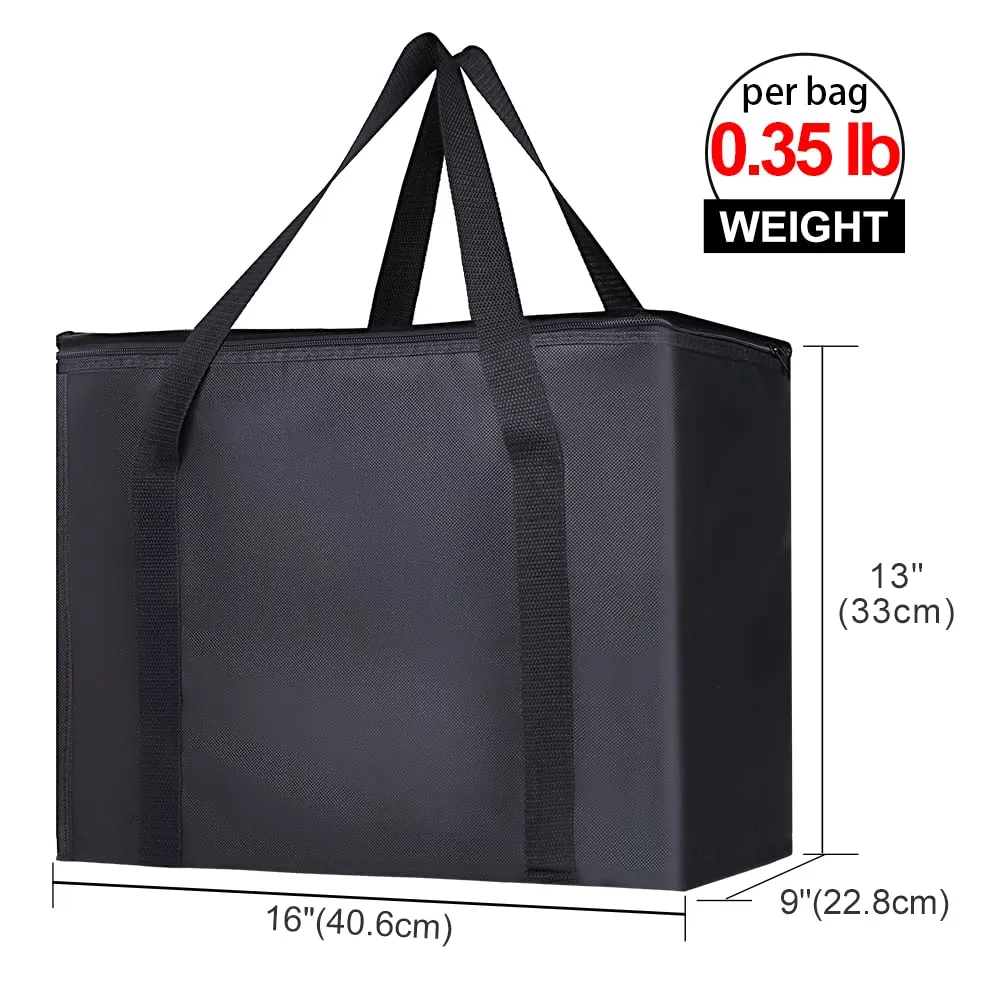 Bodaon Insulated Reusable Grocery Bags, X-Large Freezer Cooler Bag with Zippered Top, Catering Shopping Bag for Food Delivery/Travel/Groceries/Doordash, Best Thermal Bags for Cold Frozen and Hot Food
