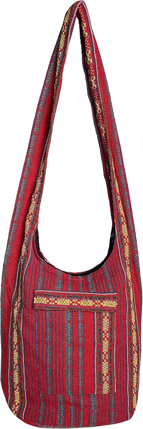 Bohemian Hippie Crossbody Bag Hobo Sling Bag Cotton Messenger Shoulder Bags