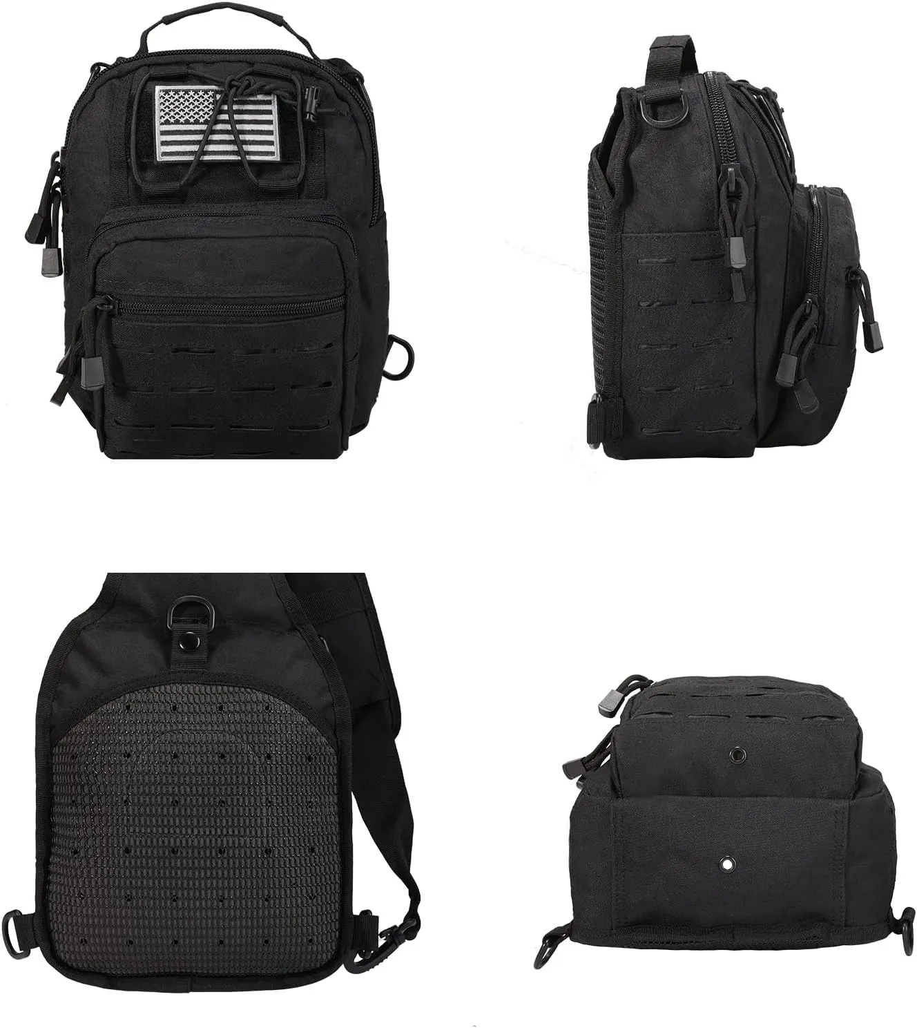 BOMTURN Tactical Backpack-1000D Waterproof Military Backpack/Laser-Cut/CCW Bags Sling Bag Tactical Satchel Shoulder Bag Men