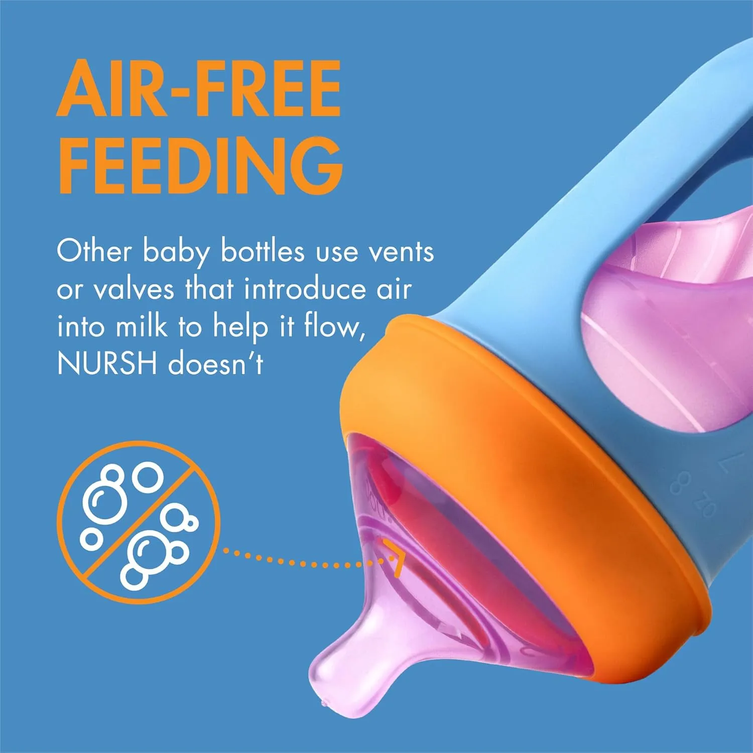 Boon Nursh Reusable Silicone Pouch Baby Bottles - Medium Flow Nipple - Silicone Baby Bottle Pouch and Nipple - Baby Feeding Essentials - Color Block - 3-6 Months - 3 Count - 8 Ounce
