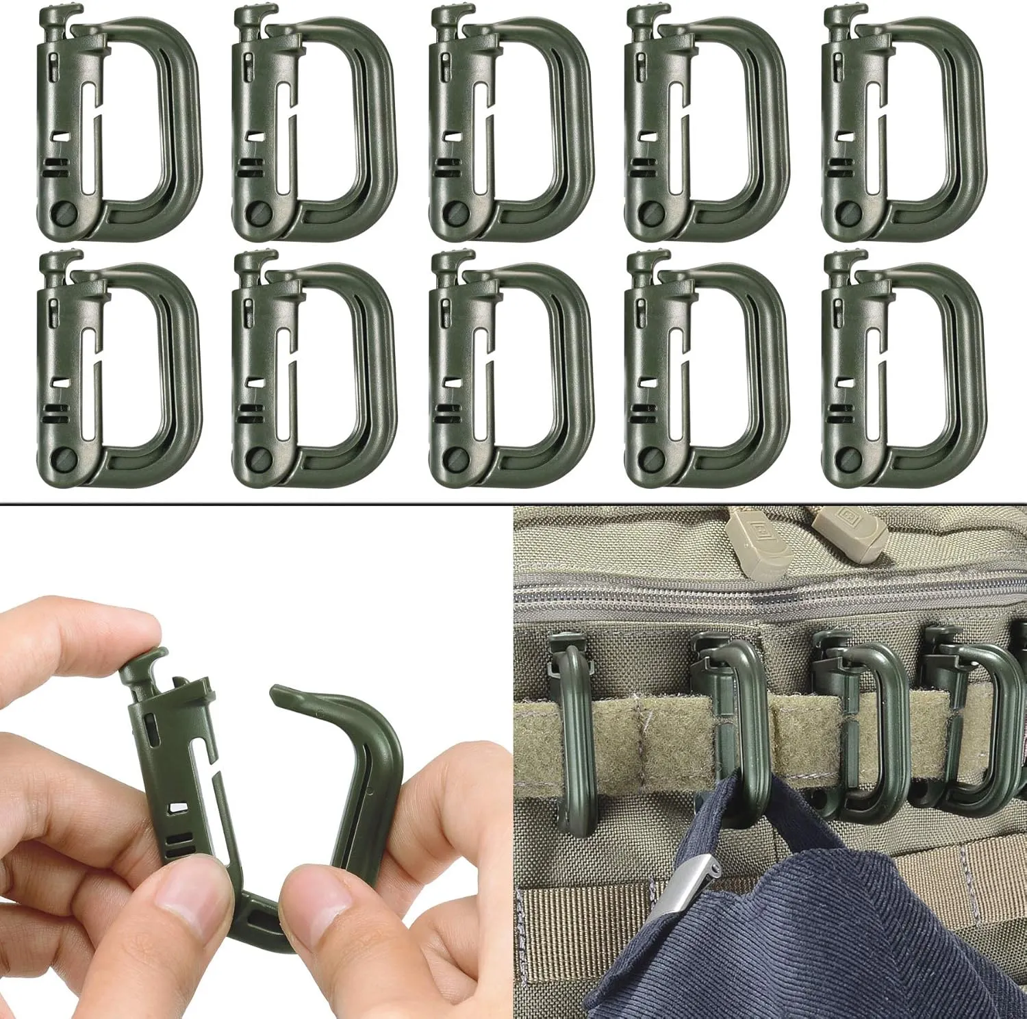 BOOSTEADY 36PCS Attachments for Tactical Backpack Vest Belt,D-Ring Grimloc Locking Gear Clip, Web Dominator Elastic Strings, Strap Management Tool Buckle,Hydration Tube Clips,Key Ring,MOLLE Bag