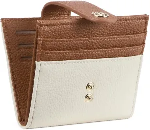 BOSTANTEN Slim Wallet for Women Small RFID Blocking Credit Card Holder Leather Bifold Wallets with Zipper Coin Pocket Beige＆Brown