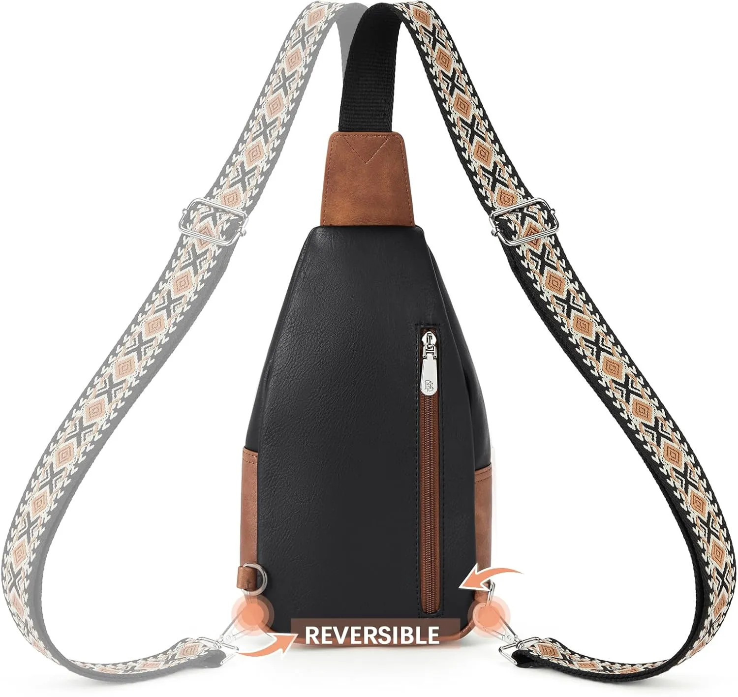 BOSTANTEN Sling Bag for Women Crossbody Purse Crossbody Bag Leather Chest Bag with Adjustable Guitar Strap for Travel