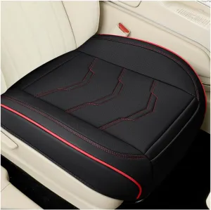Bottom Car Seat Cover, Anti-Slip Breathable Comfy Leather Front Seat Cushion Protector, Fully Wrapped Auto Bottom Seat Cover with Storage Pocket, Practical Car Accessories (Black&Red)
