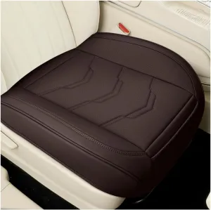 Bottom Car Seat Cover, Anti-Slip Breathable Comfy Leather Front Seat Cushion Protector, Fully Wrapped Auto Bottom Seat Cover with Storage Pocket, Practical Car Accessories (Coffee)
