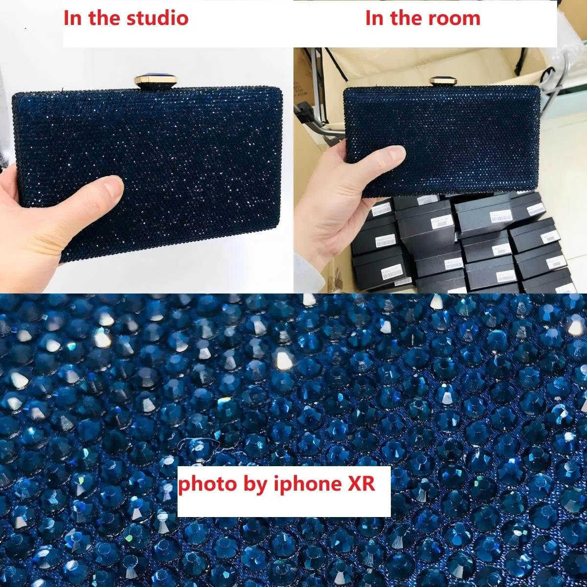 Boutique De FGG Crystal Evening Bags for Women Formal Party Box Clutch Wedding Rhinestone Handbags Bridal Clutch Purse,Mini