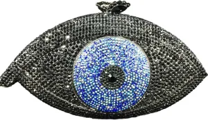 Boutique De FGG Evil Eye Clutch Purse for Women Glitter Evening Bags Crystal Clutch Party Dinner Rhinestone Handbag,Mini