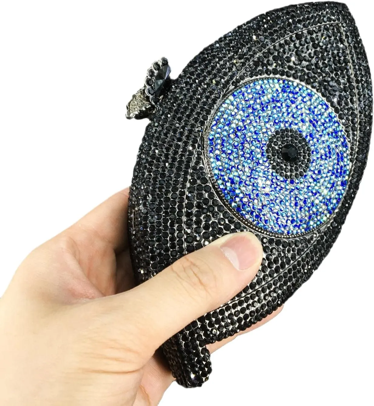 Boutique De FGG Evil Eye Clutch Purse for Women Glitter Evening Bags Crystal Clutch Party Dinner Rhinestone Handbag,Mini