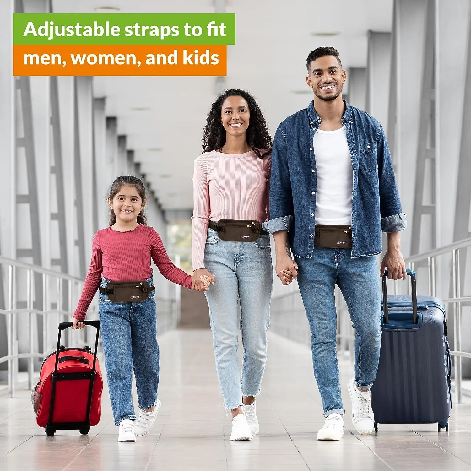 Boxiki Travel Money Belt with RFID Sleeves Set - Secure Travel Pouch and RFID Card Holder to Protect Cash, Credit Cards and Travel Documents for Men and Women