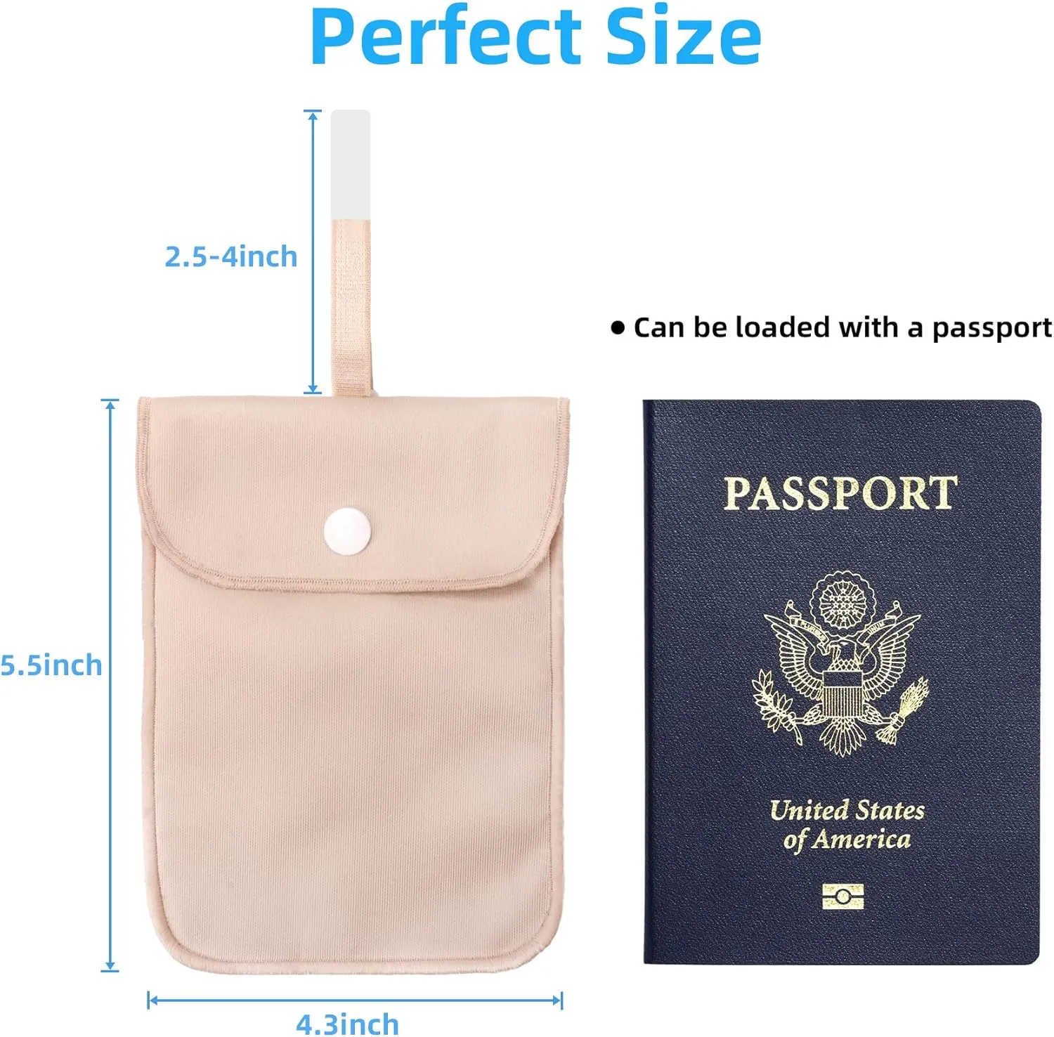 Bra Wallet Women Travel with Adjustable Elastic strap and Lanyard, Perfect Hidden Secret Pocket Protect Your Passport Credit Cards Valuables (Large Flesh color)