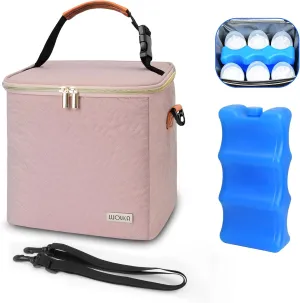 Breastmilk Cooler Bag with Ice Pack,Fits 6 Baby Bottles Up to 9 Ounce,Insulated Baby Bottle Tote Bags with Multifunctional Outdoor Picnic,for Nursing Mom Daycare,Travel Cooler Bag