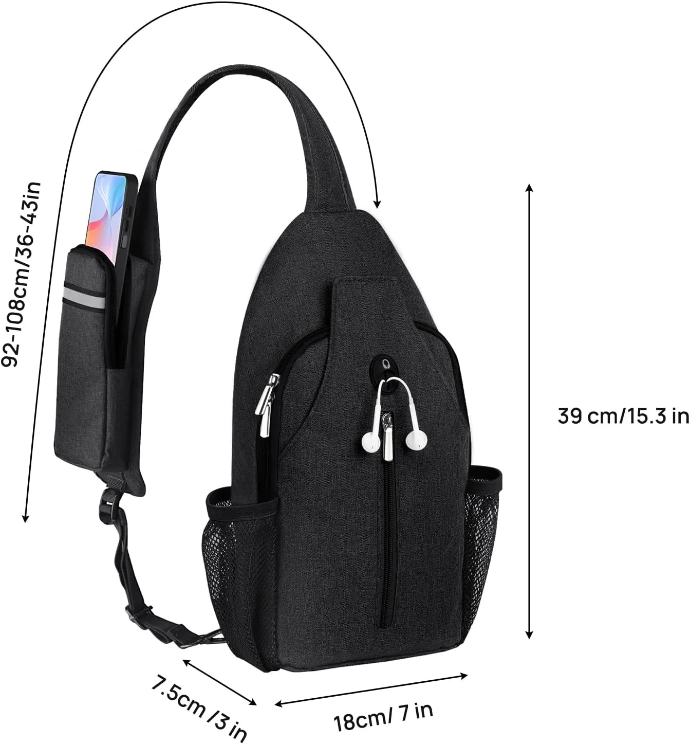 BROADREAM Crossbody Sling Backpack Waterproof Sling Bag for Women Men Anti Theft Crossbody Bags with RFID Blocking Hiking Backpack