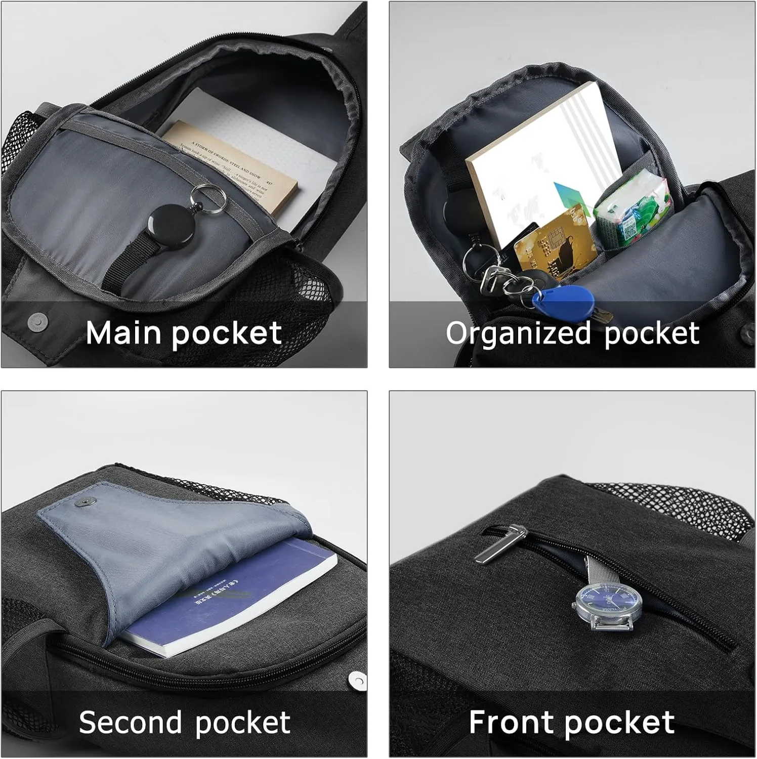 BROADREAM Crossbody Sling Backpack Waterproof Sling Bag for Women Men Anti Theft Crossbody Bags with RFID Blocking Hiking Backpack