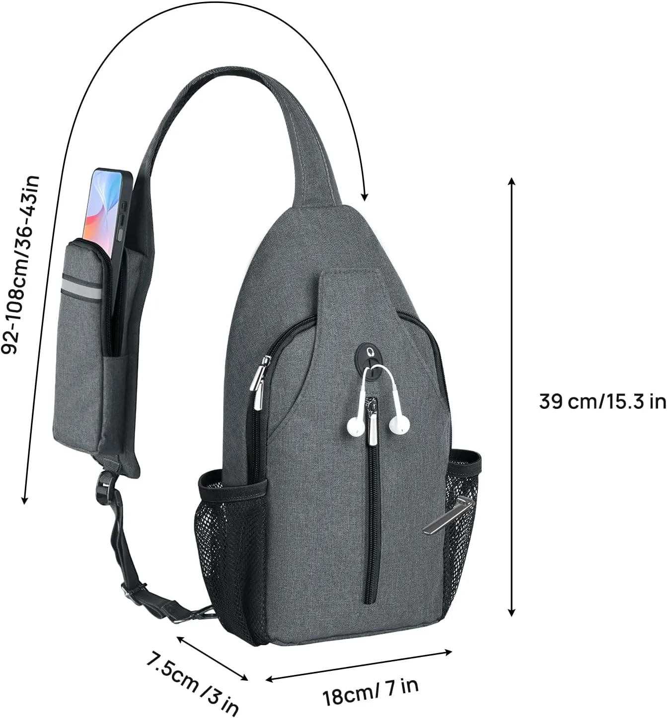 BROADREAM Sling Backpack Anti Theft and RFID Blocking Crossbody Shoulder Travel Bag Waterproof Sling Bags for Women Men 2024 New Hiking Chest Bag