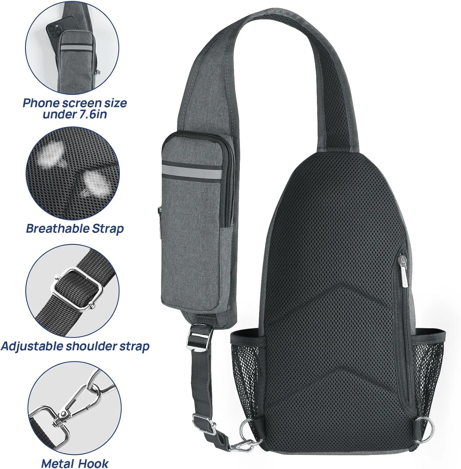 BROADREAM Sling Backpack Anti Theft and RFID Blocking Crossbody Shoulder Travel Bag Waterproof Sling Bags for Women Men 2024 New Hiking Chest Bag