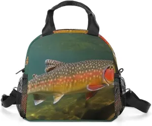 Brook Trout Fly Fishing Insulated Lunch Bag Portable Lunch Box Tote Cooler Bags Lunchbox For Travel Picnic Work