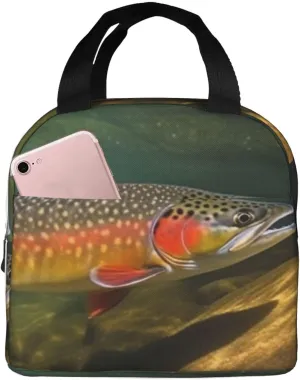 Brook Trout Fly Fishing Lunch Bag for Women Men Insulated Lunch Box Reusable Lunch Tote Bags Leakproof Lunchbox Large Capacity Lunch Container Bag for Work, Travel, Outdoor