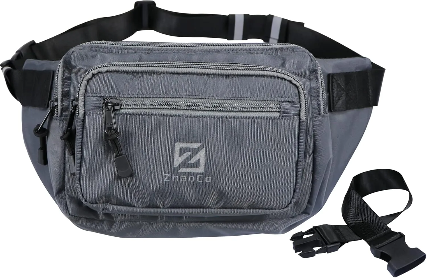 Bumbag Waist Fanny Pack for Men Women Water Resistant Waist Bag with 4 Zipped Pockets and Adjustable Buckle Strap