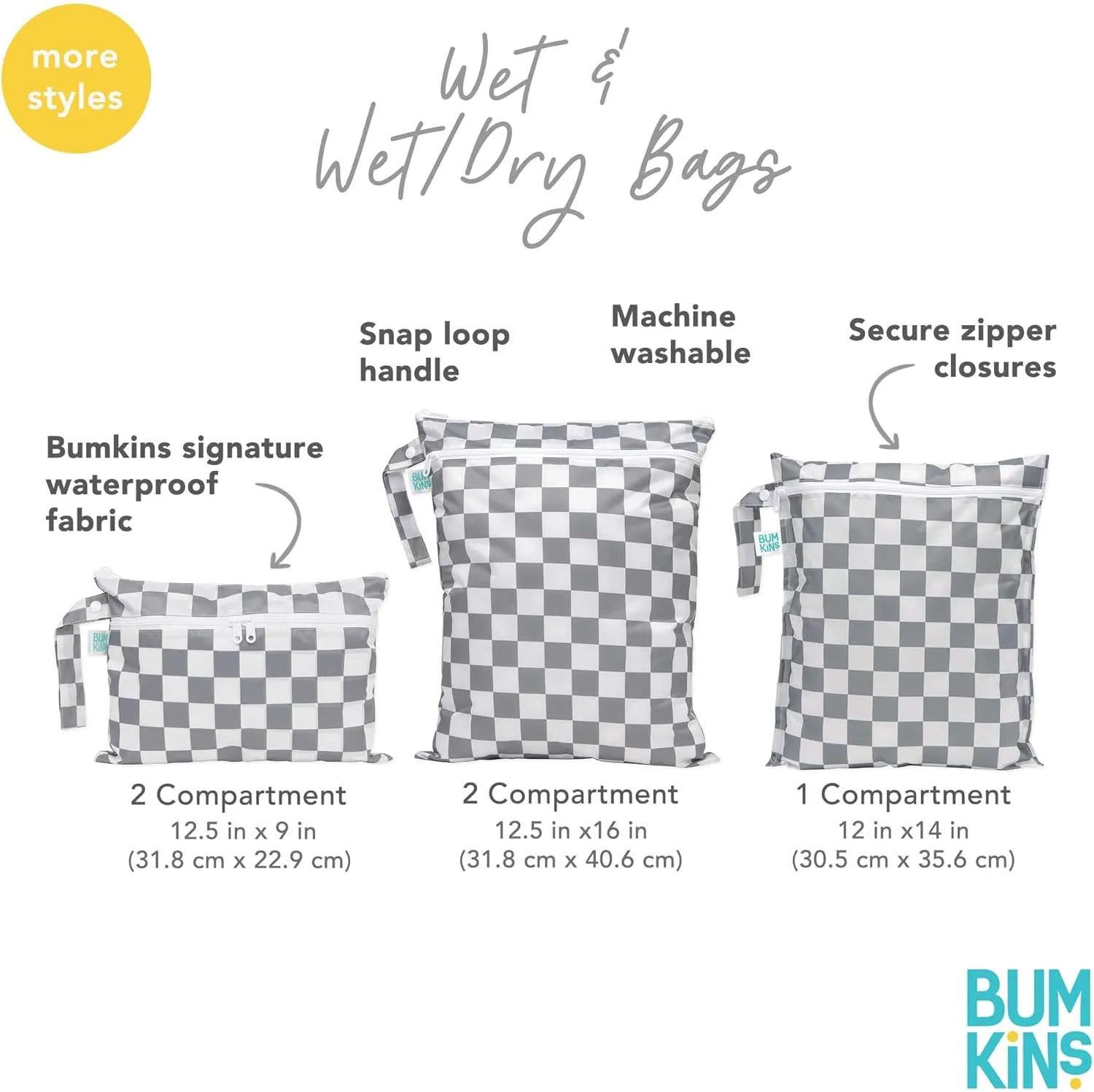 Bumkins Waterproof Wet Bag for Baby, Travel, Swim Suit, Cloth Diapers, Pump Parts, Pool, Beach, Gym Clothes, Toiletry, Hook to Stroller, Daycare, Zipper Reusable Wetdry Packing Pouch, 2-pk Desert Boho