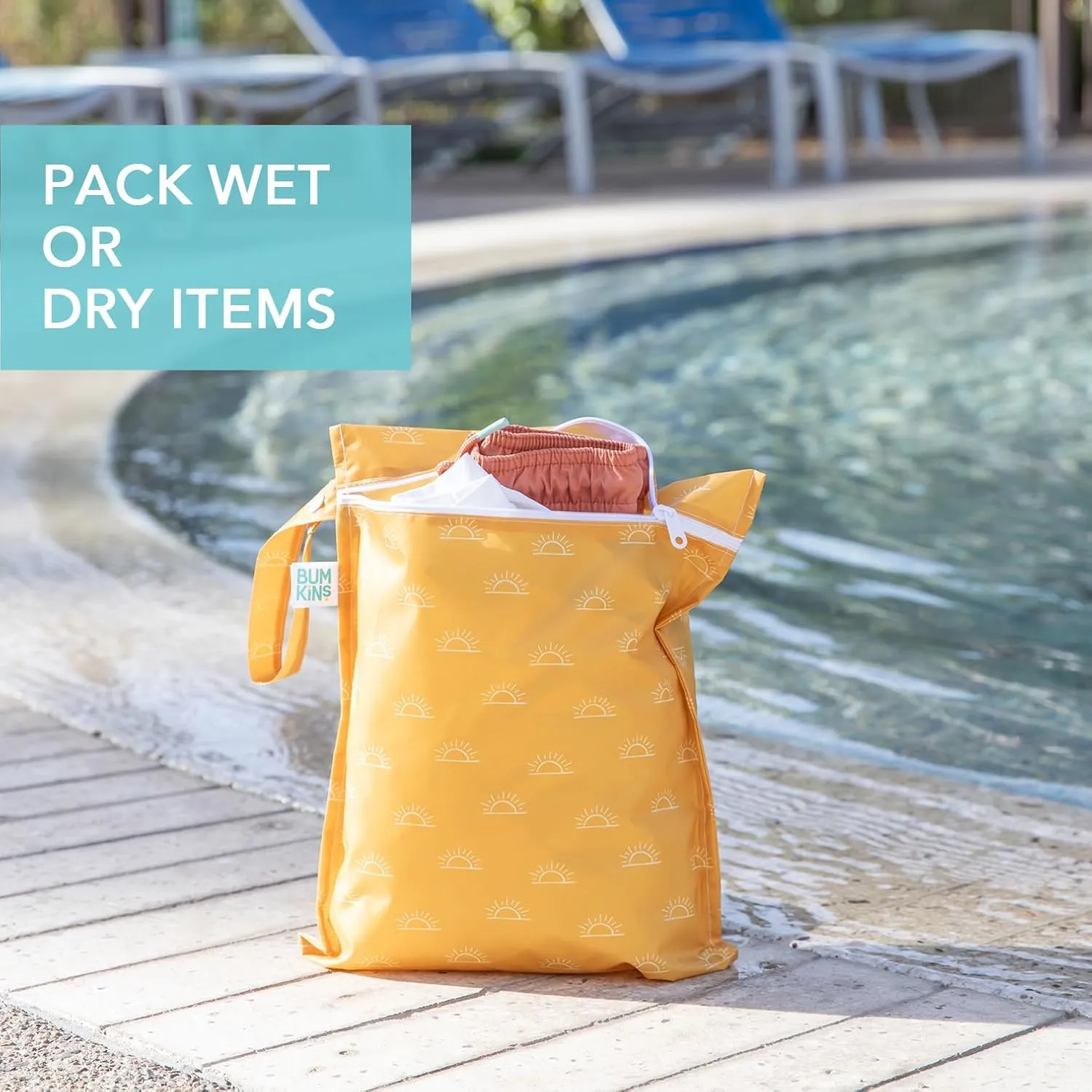 Bumkins Waterproof Wet Bag for Baby, Travel, Swim Suit, Cloth Diapers, Pump Parts, Pool, Beach, Gym Clothes, Toiletry, Hook to Stroller, Daycare, Zipper Reusable Wetdry Packing Pouch, 2-pk Desert Boho