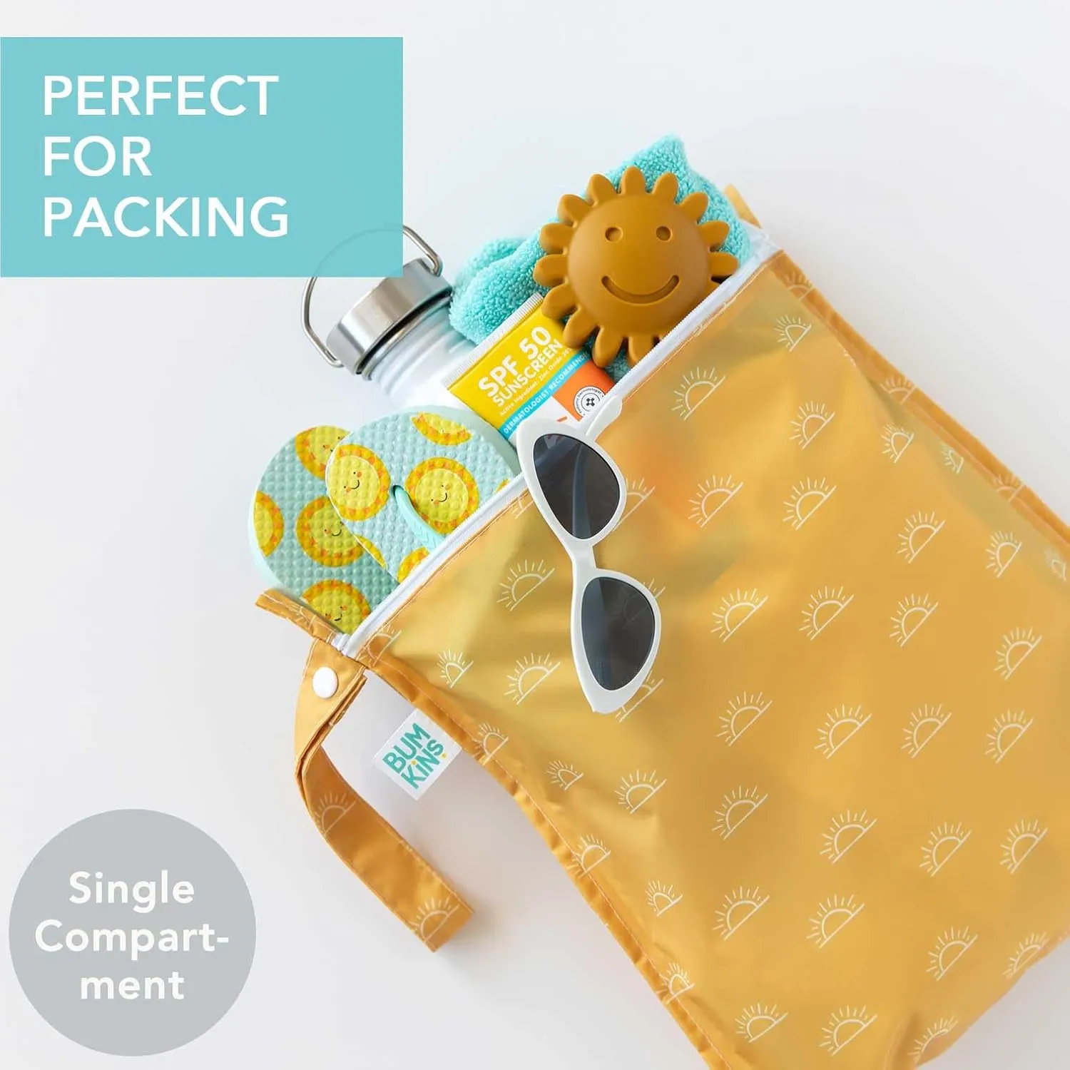 Bumkins Waterproof Wet Bag for Baby, Travel, Swim Suit, Cloth Diapers, Pump Parts, Pool, Beach, Gym Clothes, Toiletry, Hook to Stroller, Daycare, Zipper Reusable Wetdry Packing Pouch, 2-pk Desert Boho